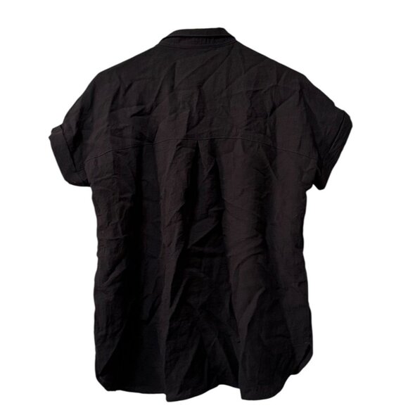 John‎ Mark Button Down Short Sleeve Womens Shirt Size Small Black City Classic - Picture 2 of 10